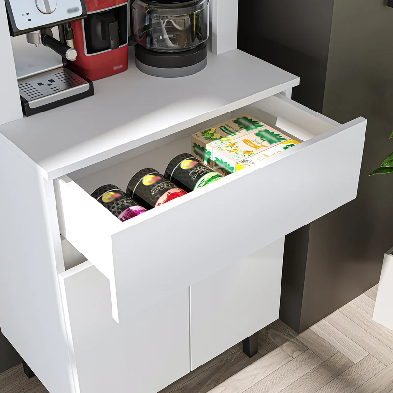 Roomart Küchenschrank VENEDIK 60 cm, Kaffeebar mit LED und Bogendesign, in 4 Farben