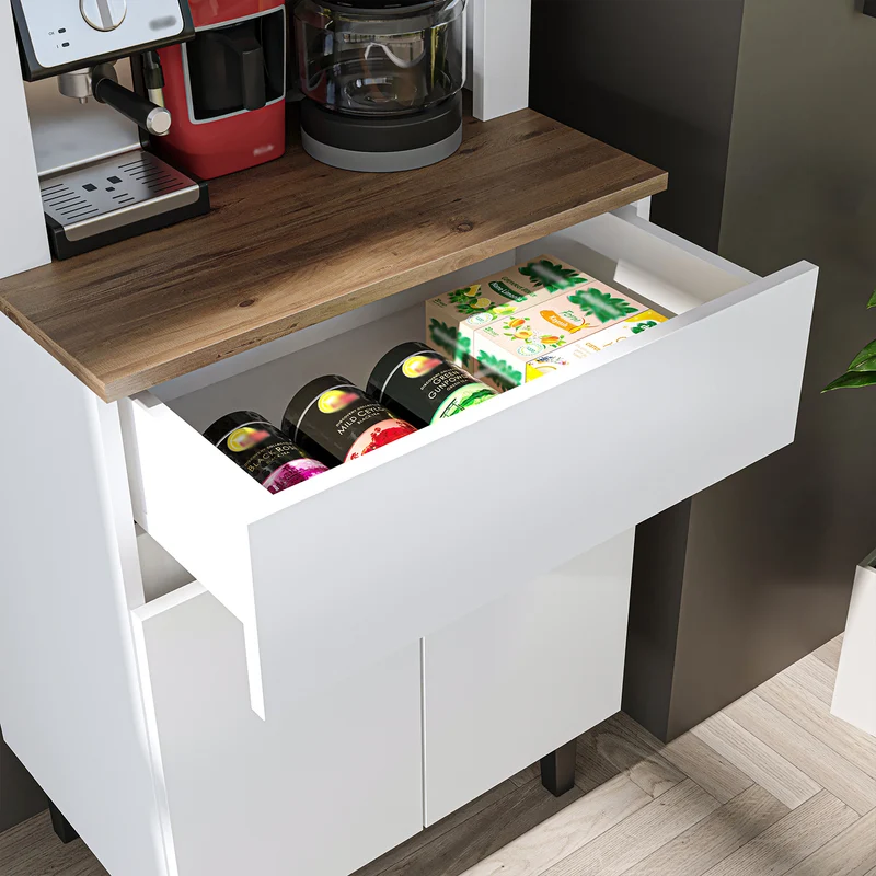 Roomart Küchenschrank VENEDIK 60 cm, Kaffeebar mit LED und Bogendesign, in 4 Farben