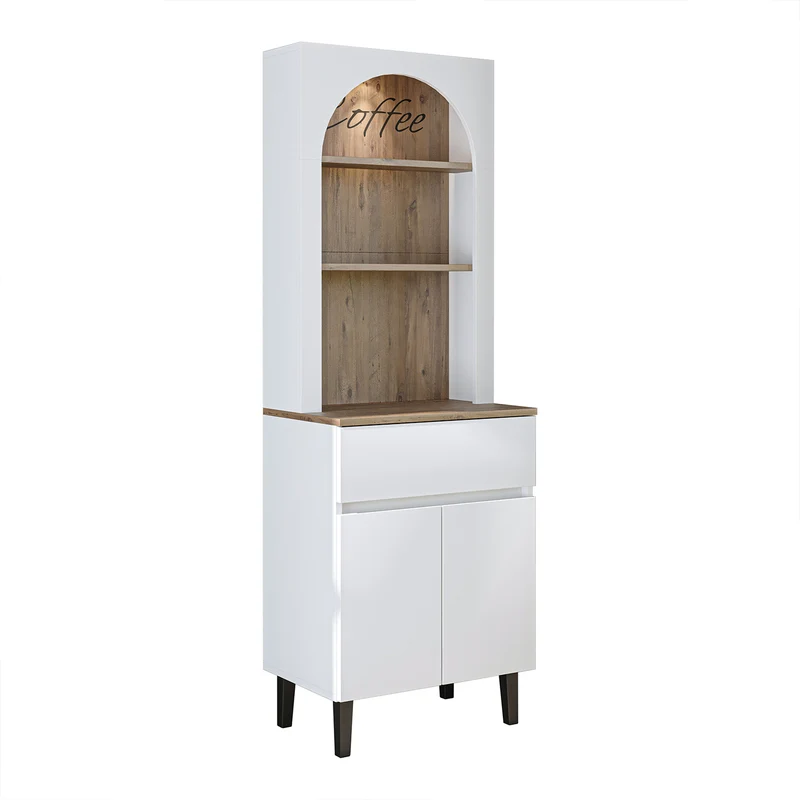 Roomart Küchenschrank VENEDIK 60 cm, Kaffeebar mit LED und Bogendesign, in 4 Farben