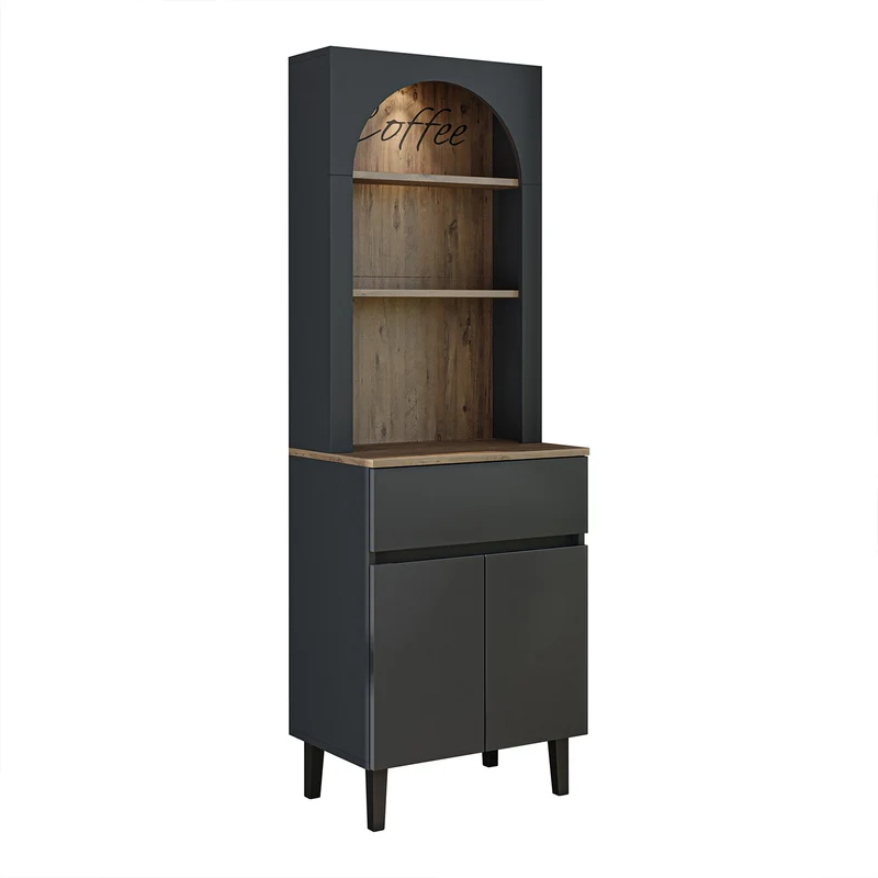 Roomart Küchenschrank VENEDIK 60 cm, Kaffeebar mit LED und Bogendesign, in 4 Farben