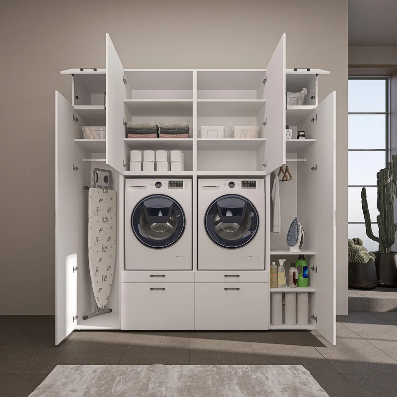 Roomart Waschmaschinenschrank SERIE 2 mit 2 Hochschränken, 254 cm, in 3 Farben