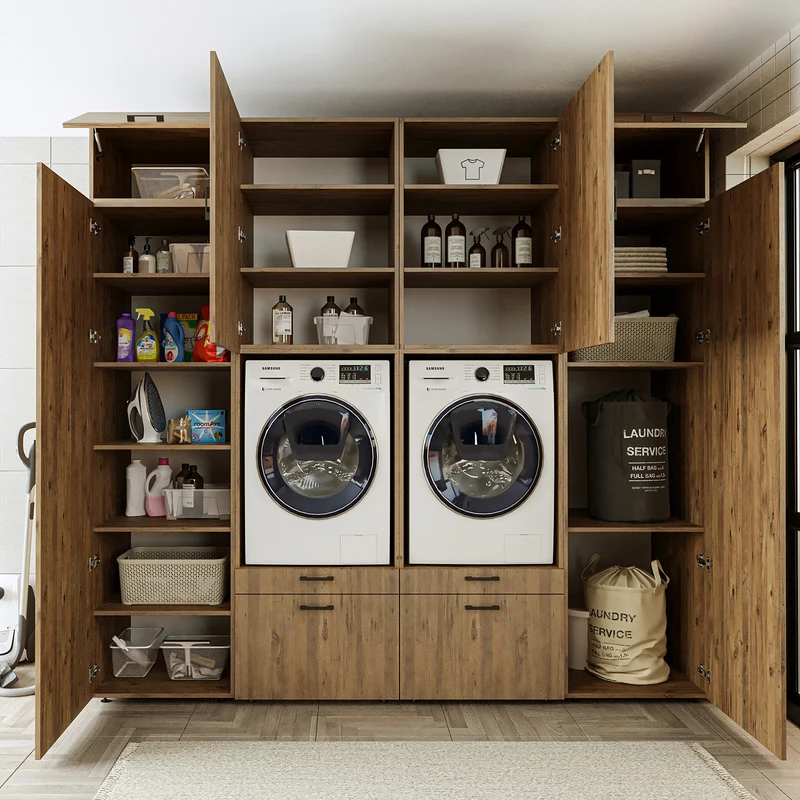 Roomart Waschmaschinenschrank SERIE 2 mit 2 Hochschränken, 254 cm, in 3 Farben