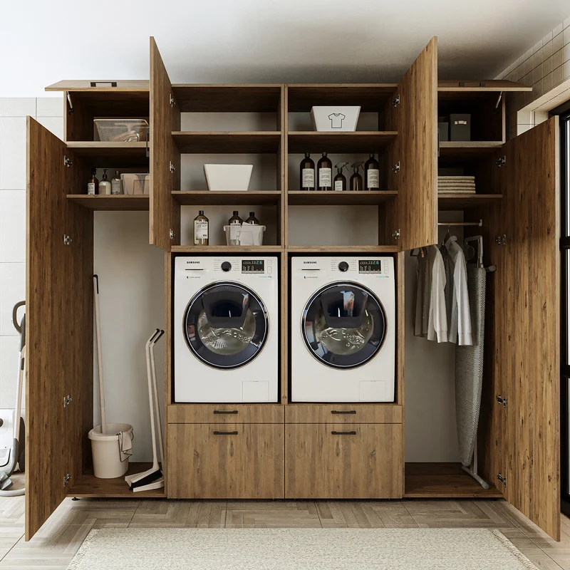 Roomart Waschmaschinenschrank SERIE 2 mit 2 Hochschränken, 254 cm, in 3 Farben