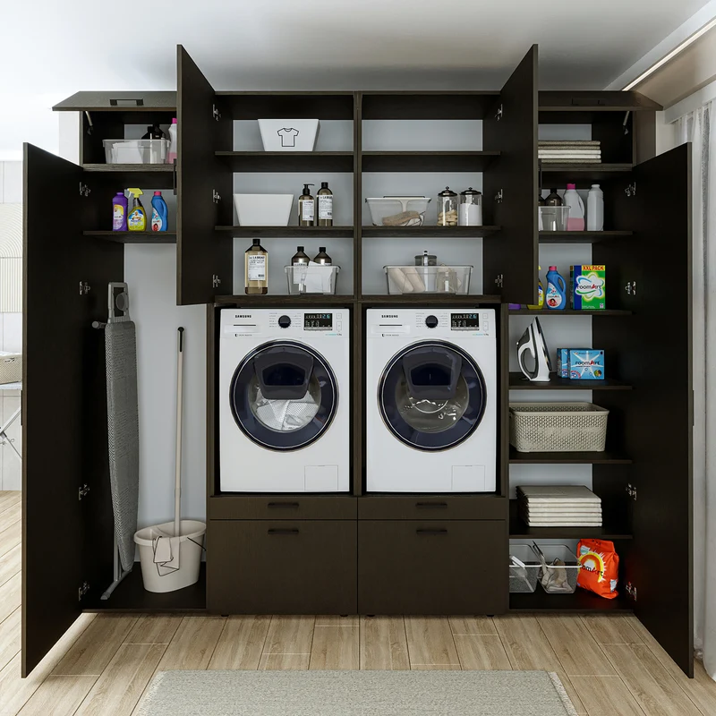 Roomart Waschmaschinenschrank SERIE 2 mit 2 Hochschränken, 254 cm, in 3 Farben