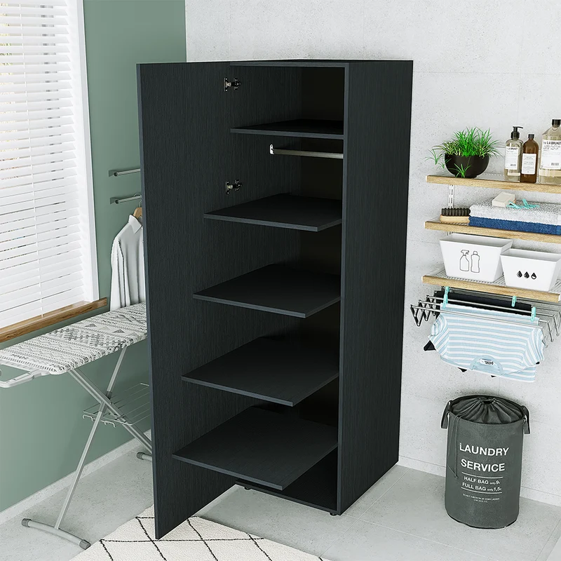 Roomart Einlegeböden für Hochschrank C45 (45 cm breit) – Höhenverstellbar – Weiß / Schwarz-Eiche – Bad- & Mehrzweckschrank Zubehör