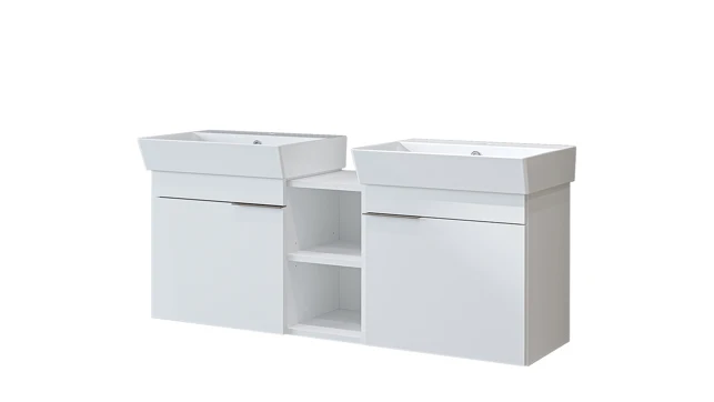 Roomart Badmöbel LYCIA 120 cm, Doppelwaschtisch mit 2 Keramik-Waschbecken, in 4 Farben
