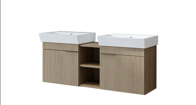 Roomart Badmöbel LYCIA 120 cm, Doppelwaschtisch mit 2 Keramik-Waschbecken, in 4 Farben