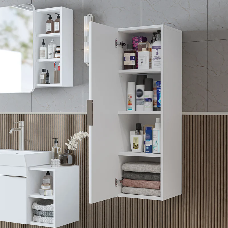 Roomart Bad Hochschrank LYCIA, 114 cm, schmaler Seitenschrank mit Stauraum, in 4 Farben