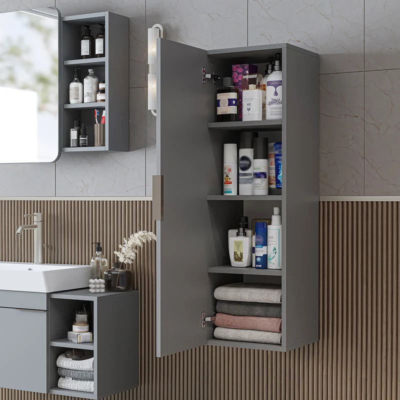 Roomart Bad Hochschrank LYCIA, 114 cm, schmaler Seitenschrank mit Stauraum, in 4 Farben