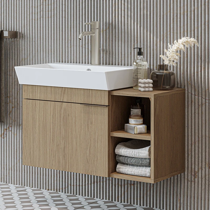 Roomart Badmöbel LYCIA 82 cm, Waschtisch mit Keramik-Waschbecken, in 4 Farben
