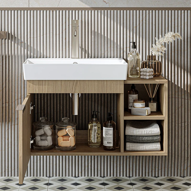 Roomart Badmöbel LYCIA 82 cm, Waschtisch mit Keramik-Waschbecken, in 4 Farben
