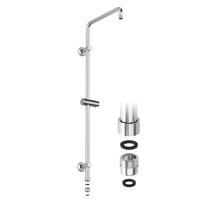 JOHO Edelstahl Duschstange mit Handbrausehalter und Gewindeadapter, Variable Wandbefestigungen Wandstange Duschrohr für Regendusche Brausearm Chrom