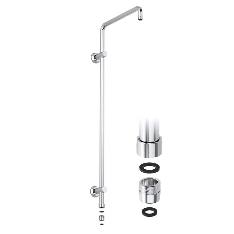JOHO Edelstahl Duschstange mit Gewindeadapter 1/2 Zoll IG auf 3/4 Zoll AG, Variable Wandbefestigungen Regendusche Brausearm Brausestange Chrom