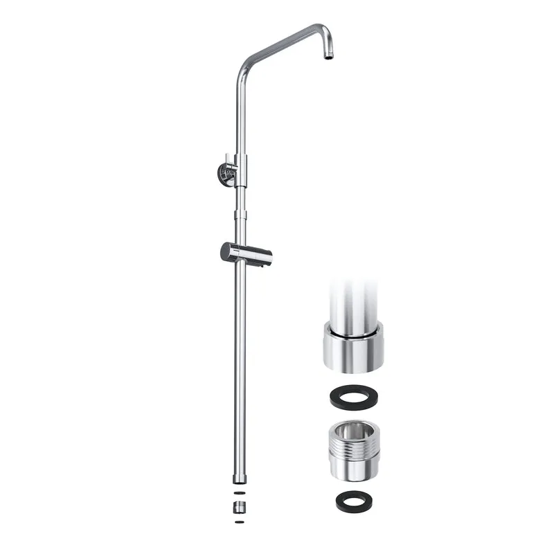 JOHO Höheverstellbare Duschstange mit Handbrausehalter Duschhalterung und Gewindeadapter, Edelstahl Duschsäule Wandstange Regendusche Duschrohr Brausearm mit Verstellbare Länge von 69 bis 111cm Chroms