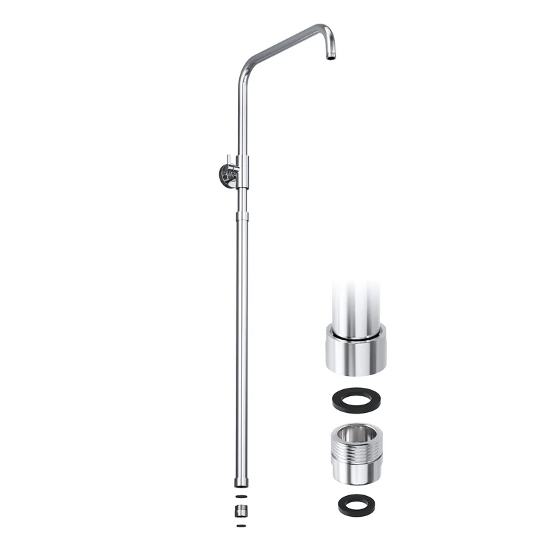 JOHO Höheverstellbare Duschstange mit Gewindeadapter 1/2 Zoll IG auf 3/4 Zoll AG, Edelstahl Duschsystem Zubehör Wandstange Regendusche rohr Brausearm mit verstellbare Länge von 69 bis 111cm Chrom
