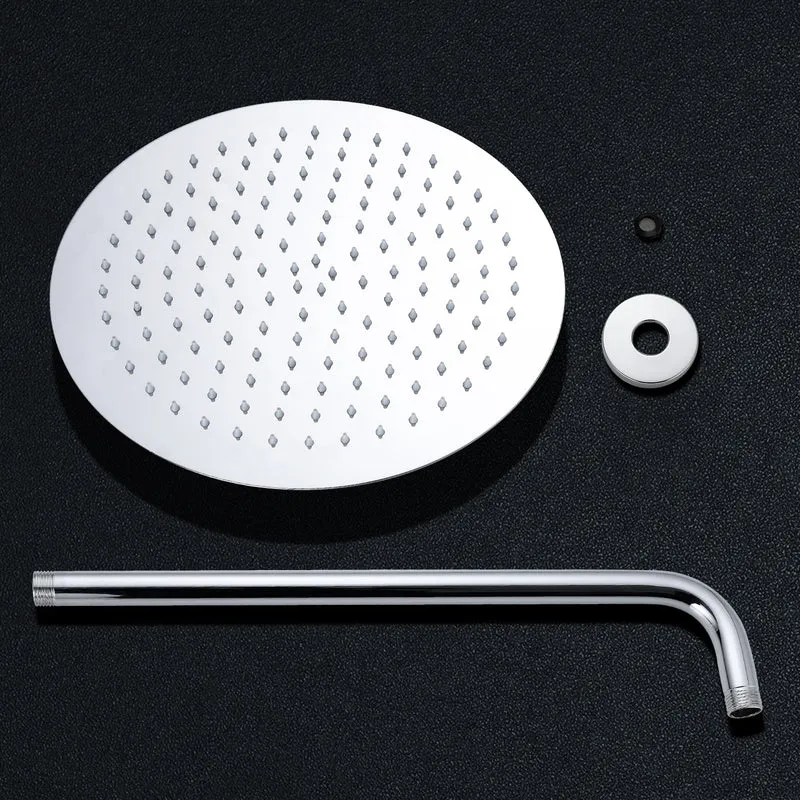 JOHO Regendusche Duschkopf Groß Rund 30cm Überkopfbrauseset aus 304 Edelstahl mit Bombenfester Brausearm Wandarm (D30cm/40cm)