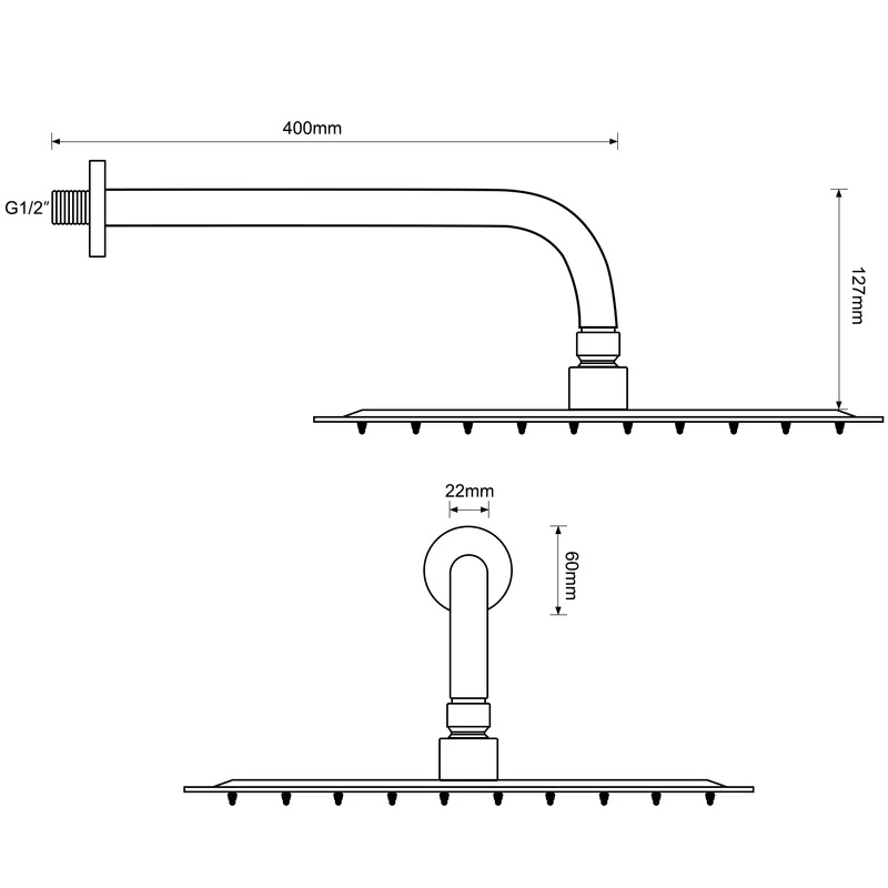 JOHO Regendusche Duschkopf aus Edelstahl mit Anti-Kalk-Düsen, groß 40cm Kopfbrause Set Rund Einbauduschköpfe Duschkopf Regenbrause Brausekopf mit Bombenfester Brausearm Wandarm (D40cm/40cm)