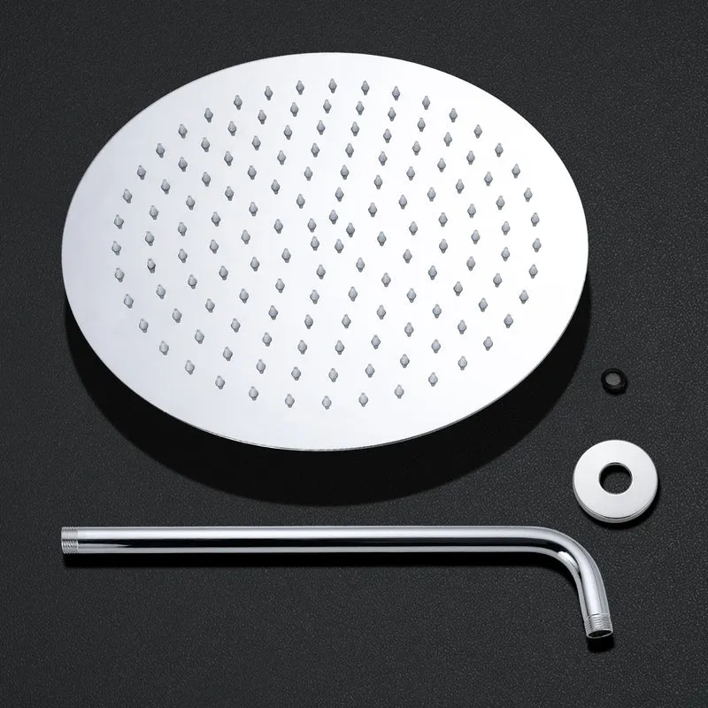 JOHO Regendusche Duschkopf aus Edelstahl mit Anti-Kalk-Düsen, groß 40cm Kopfbrause Set Rund Einbauduschköpfe Duschkopf Regenbrause Brausekopf mit Bombenfester Brausearm Wandarm (D40cm/40cm)