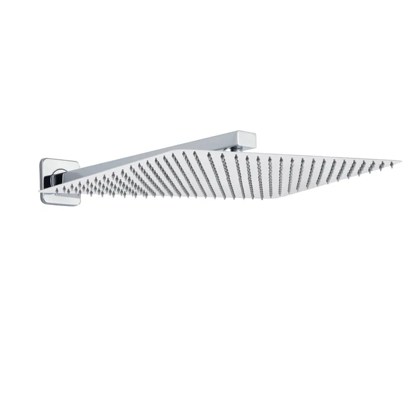 JOHO Regendusche Duschkopf groß Rechteckig pflegeleichte Überkopfbrauseset aus 304 Edelstahl mit Bombenfester Brausearm Wandarm (35x25cm/37cm)