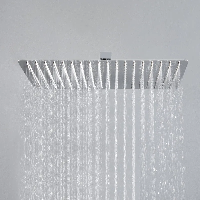 JOHO pflegeleichte Regendusche Duschkopf aus 304 Edelstahl, Hochdruck Kopfbrause Einbauduschköpfe Brausekopf mit Anti-Kalk-Düsen 35x25cm Chrom