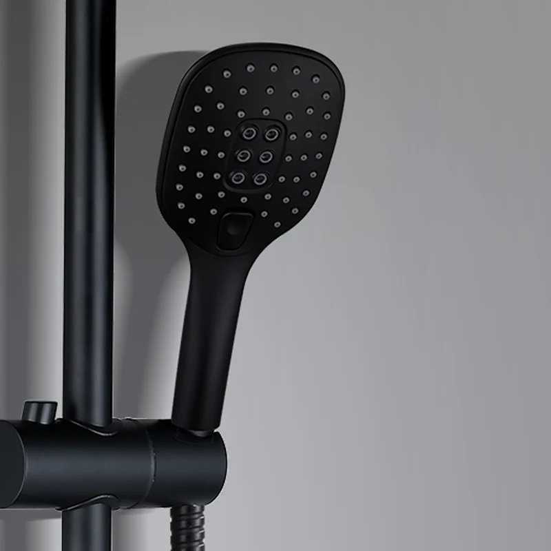 JOHO Duschkopf Handbrause mit 3 Strahlarten, Quadratisch Duschbrause aus ABS, Brausekopf mit Antikalk-Funktion Schwarz