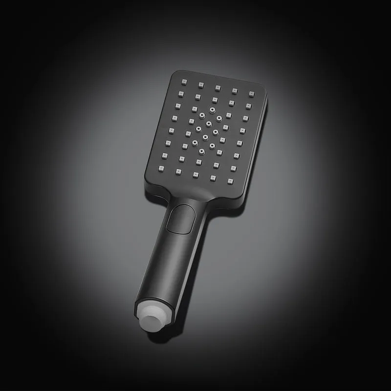 JOHO Großem Duschkopf mit 3 Strahlarten, Quadratisch Handbrause Regendusche Duschbrause aus ABS, Brausekopf mit Antikalk-Funktion Schwarz