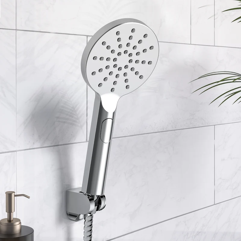 JOHO große Duschkopf Regendusche Handbrause mit 3 Strahlarten, Runde Duschbrause aus ABS, Brausekopf mit Antikalk-Funktion Chrom