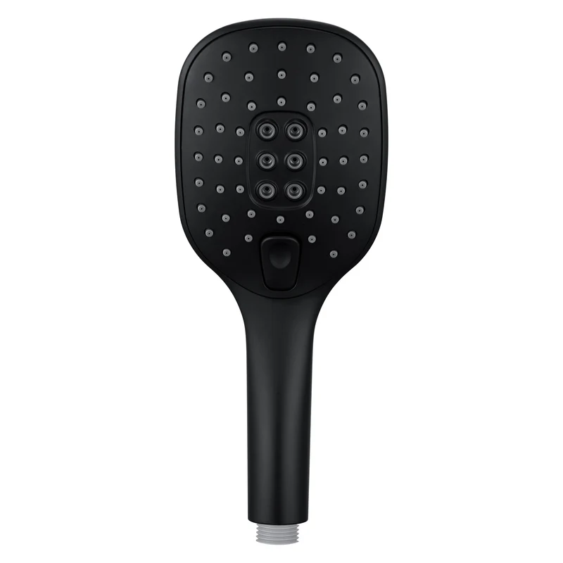 JOHO Duschkopf Handbrause mit 3 Strahlarten, Quadratisch Duschbrause aus ABS, Brausekopf mit Antikalk-Funktion Schwarz