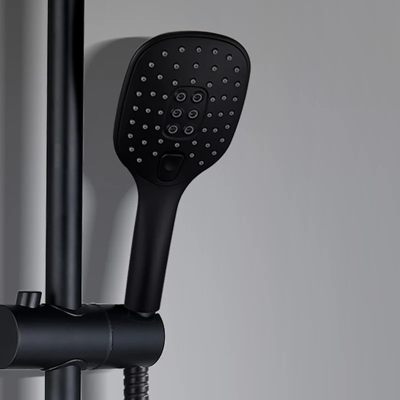 JOHO Duschkopf Handbrause mit 3 Strahlarten, Quadratisch Duschbrause aus ABS, Brausekopf mit Antikalk-Funktion Schwarz