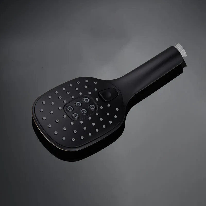 JOHO Duschkopf Handbrause mit 3 Strahlarten, Quadratisch Duschbrause aus ABS, Brausekopf mit Antikalk-Funktion Schwarz