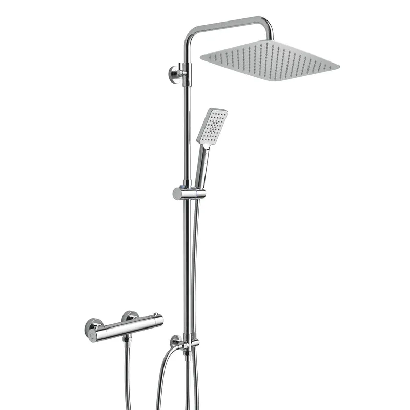 JOHO Regendusche Duschsystem mit Thermostatbatterie Edelstahl Duschset mit Duscharmatur Komplettset Chrom