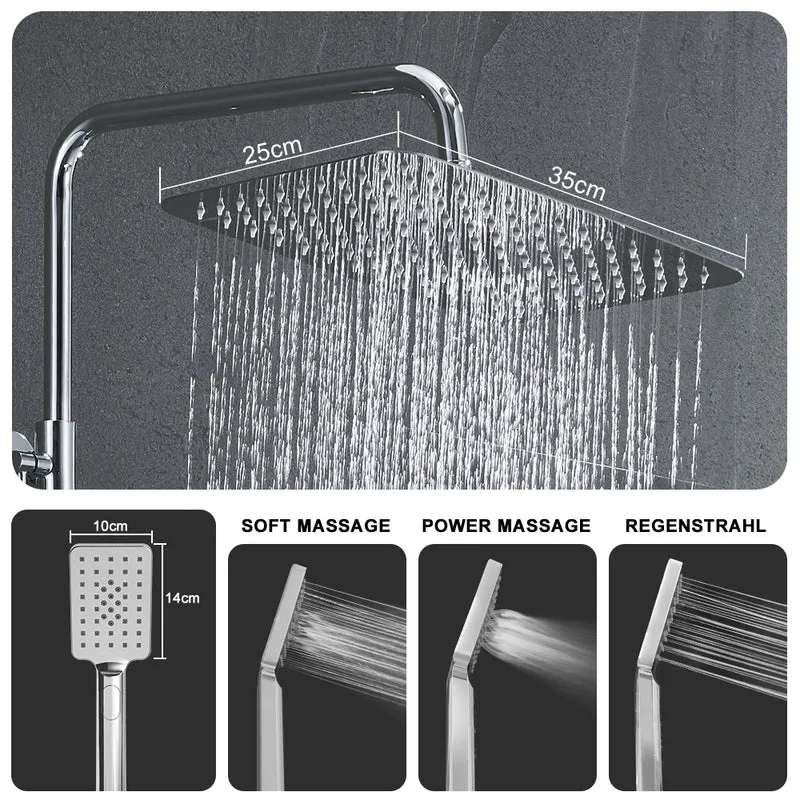 JOHO Regendusche Duschsystem mit Thermostatbatterie Edelstahl Duschset mit Duscharmatur Komplettset Chrom