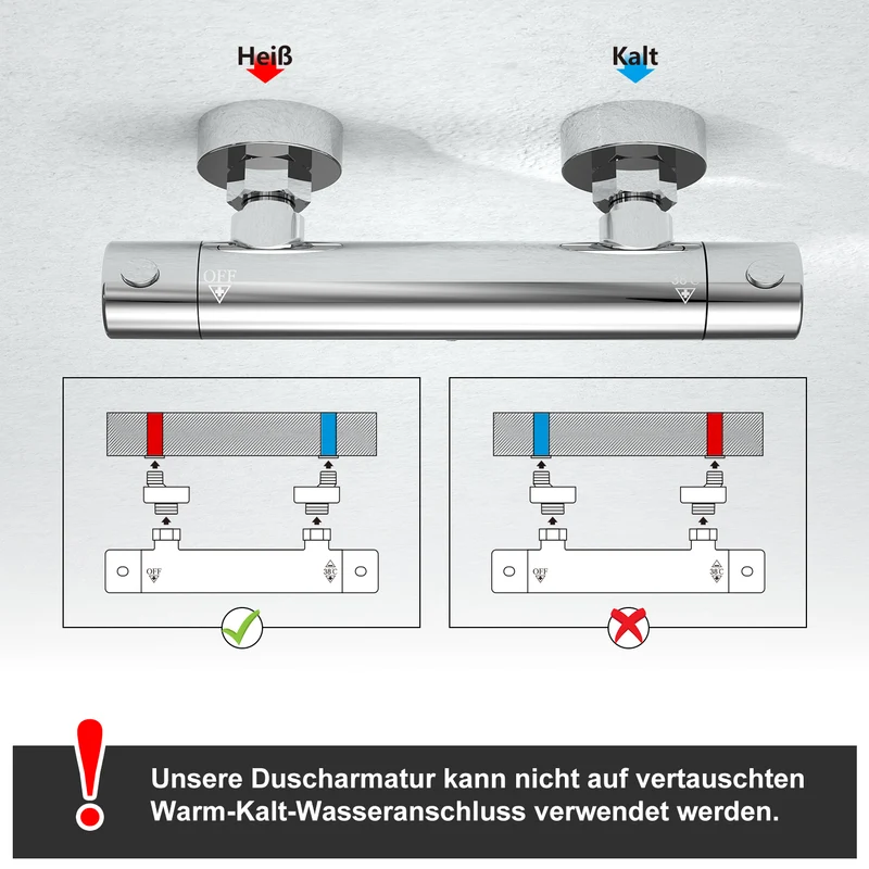 JOHO Regendusche Duschsystem mit Thermostatbatterie Edelstahl Duschset mit Duscharmatur Komplettset Chrom
