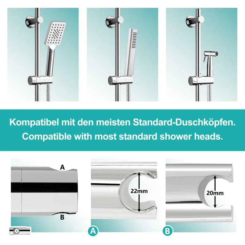 JOHO Duschset Edelstahl Duschstange mit Duschkopfhalterung und Duschablage Chrom JYCP-A