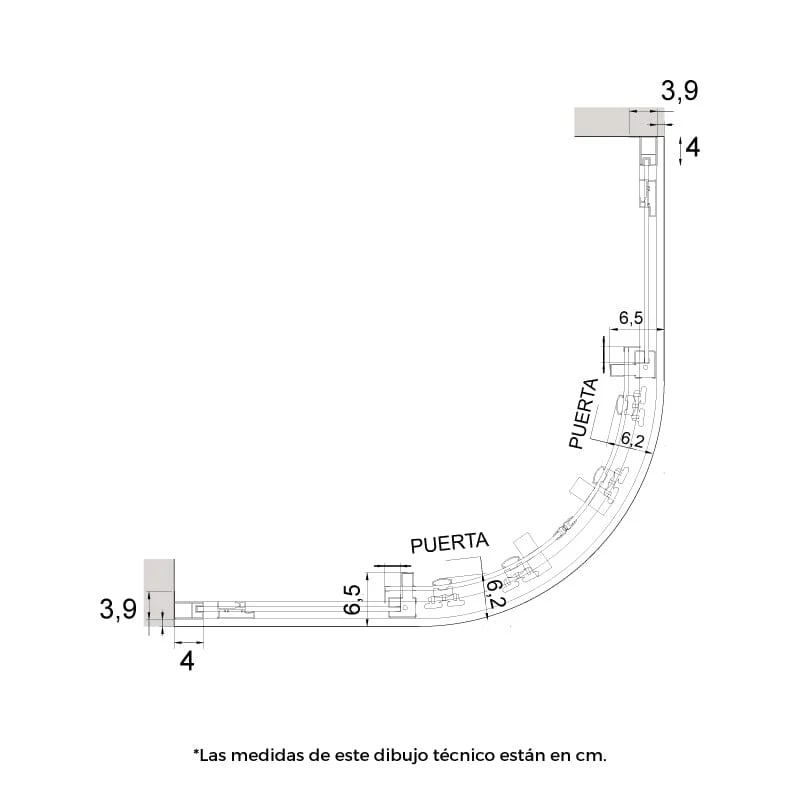 Eck-Duschabtrennung 2 feste Elemente + 2 Schiebetüren, halbkreisförmig, Modell S400 - Glass 6 mm