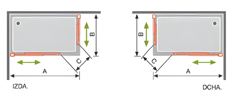 Eck-Dusche mit 2 festen Elementen und 2 Schiebetüren S400 mit satiniertem Glas - Glass 6 mm