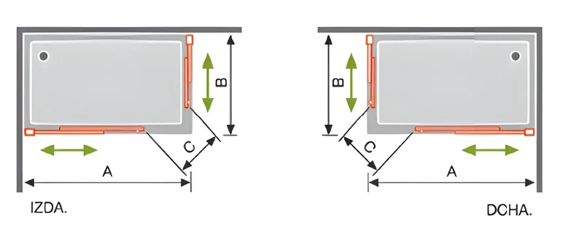 Eckdusche mit 2 festen Elementen + 2 Schiebetüren Modell S400 - Glass 6 mm