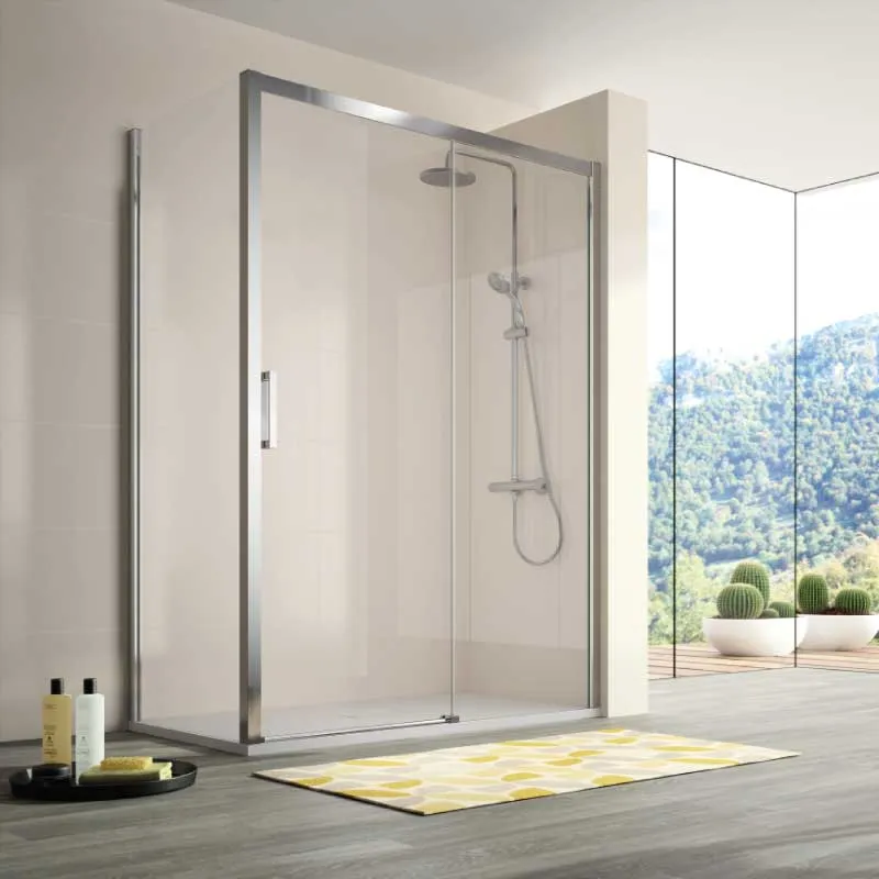 Duschfront + Schiebetür S400 Chrom - Glass 6 mm