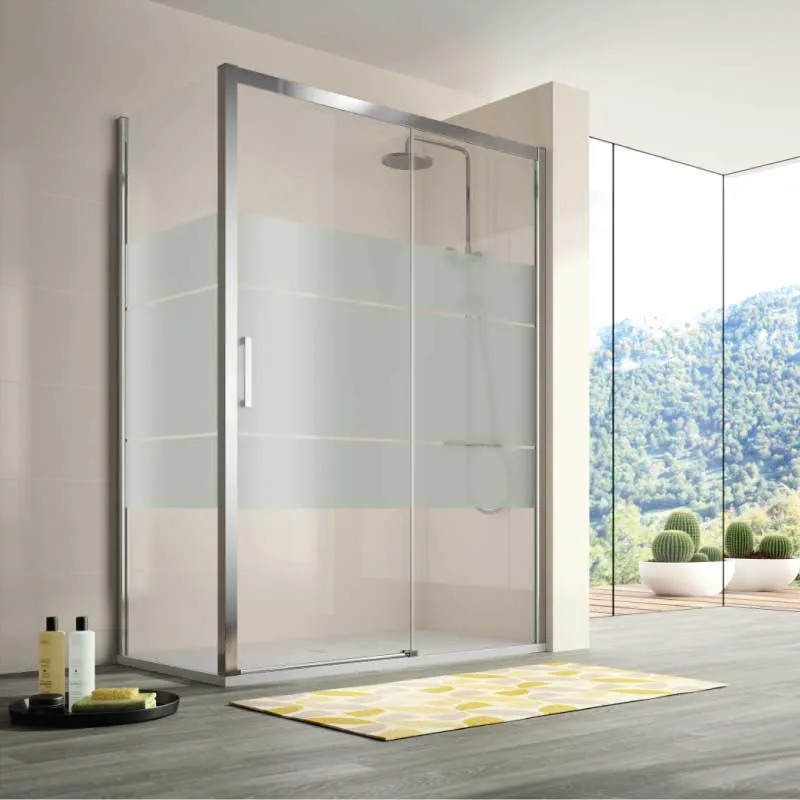 Duschfront + Schiebetür S400 Chrom - Glass 6 mm