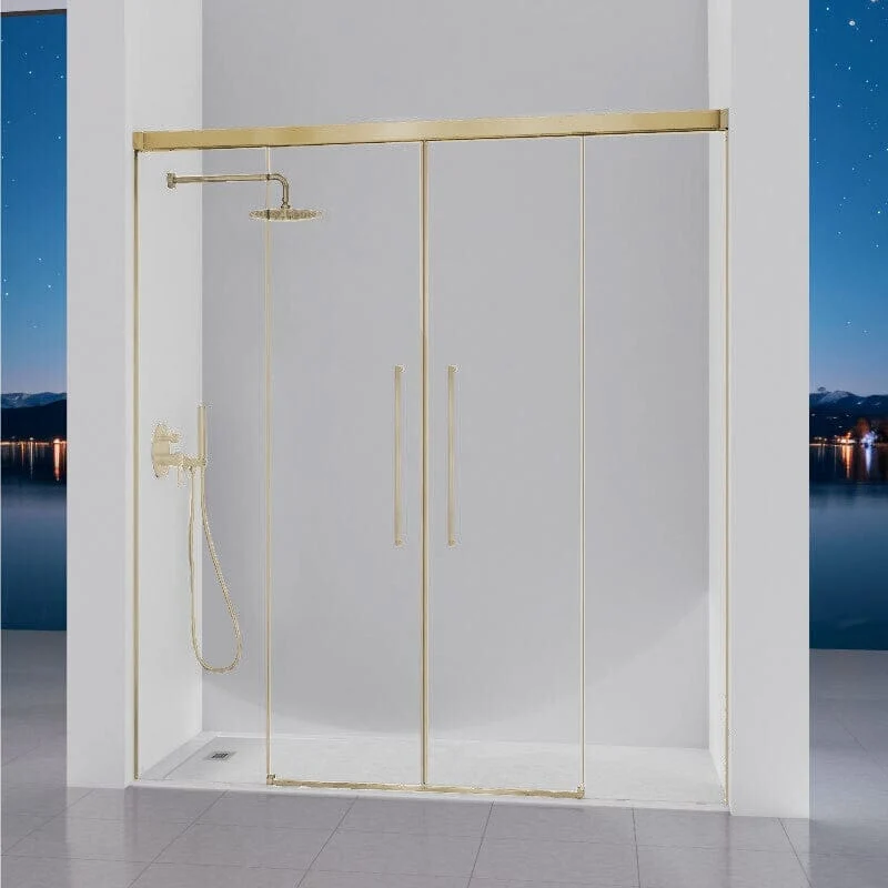 Duschfront 2 Festteile + 2 Schiebetüren PAVIA Gold