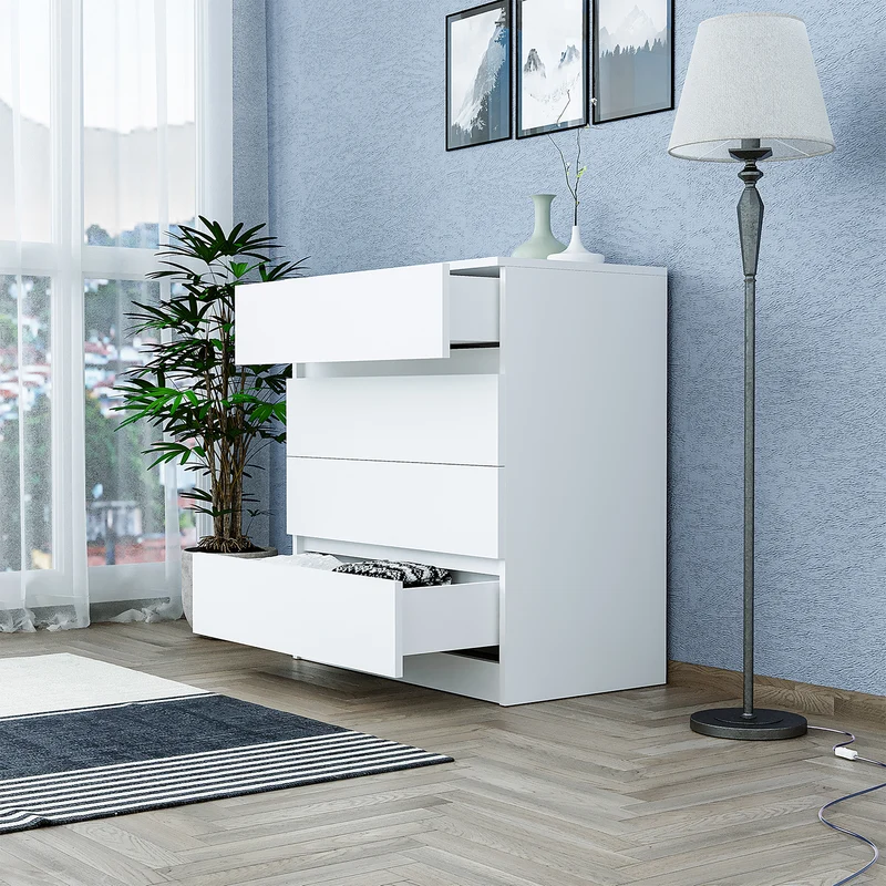 Roomart Kommode - Aufbewahrungsschrank SIFO, 80 cm, mit 4 Schubladen, in Weiß