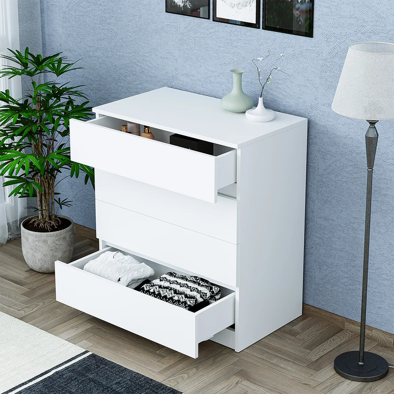 Roomart Kommode - Aufbewahrungsschrank SIFO, 80 cm, mit 4 Schubladen, in Weiß