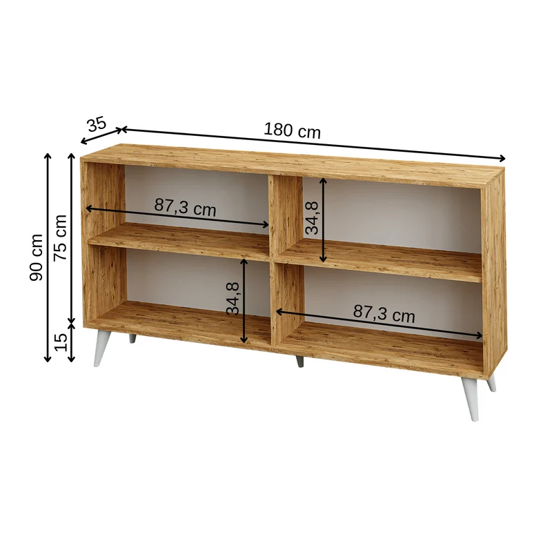 Roomart Sideboard OSPINA, 180 cm, mit 4 Fächern, in Weiß-Eiche