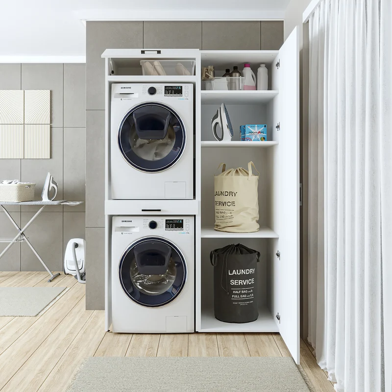 Roomart Waschmaschinenschrank DUO-I, 127 cm, Überbauschrank für Waschmaschine & Trockner, in 3 Farben