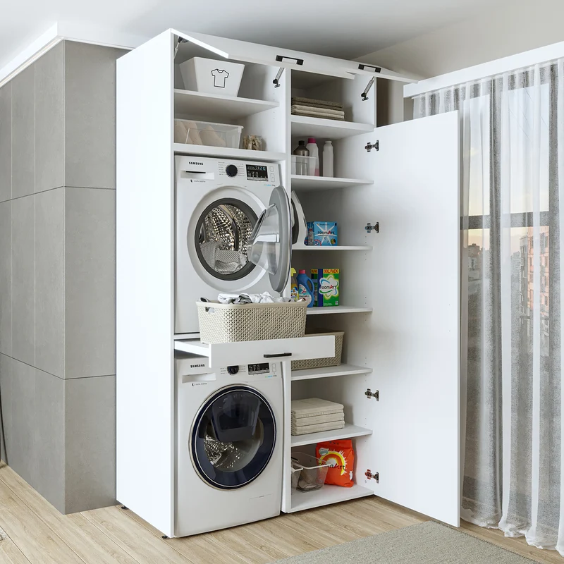 Roomart Waschmaschinenschrank DUO-I, 127 cm, Überbauschrank für Waschmaschine & Trockner, in 3 Farben