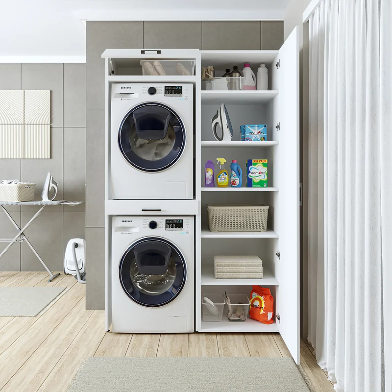 Roomart Waschmaschinenschrank DUO-I, 127 cm, Überbauschrank für Waschmaschine & Trockner, in 3 Farben