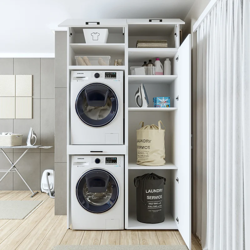 Roomart Waschmaschinenschrank DUO-I, 127 cm, Überbauschrank für Waschmaschine & Trockner, in 3 Farben