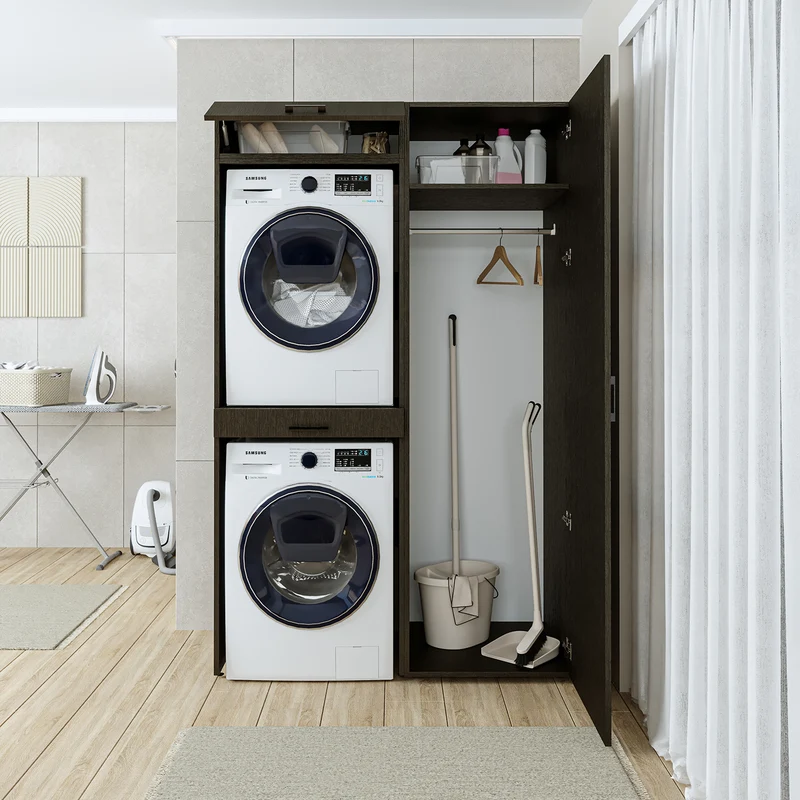 Roomart Waschmaschinenschrank DUO-I, 127 cm, Überbauschrank für Waschmaschine & Trockner, in 3 Farben
