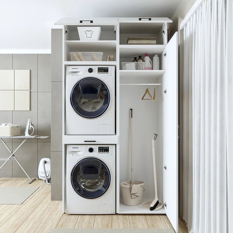 Roomart Waschmaschinenschrank DUO-I, 127 cm, Überbauschrank für Waschmaschine & Trockner, in 3 Farben