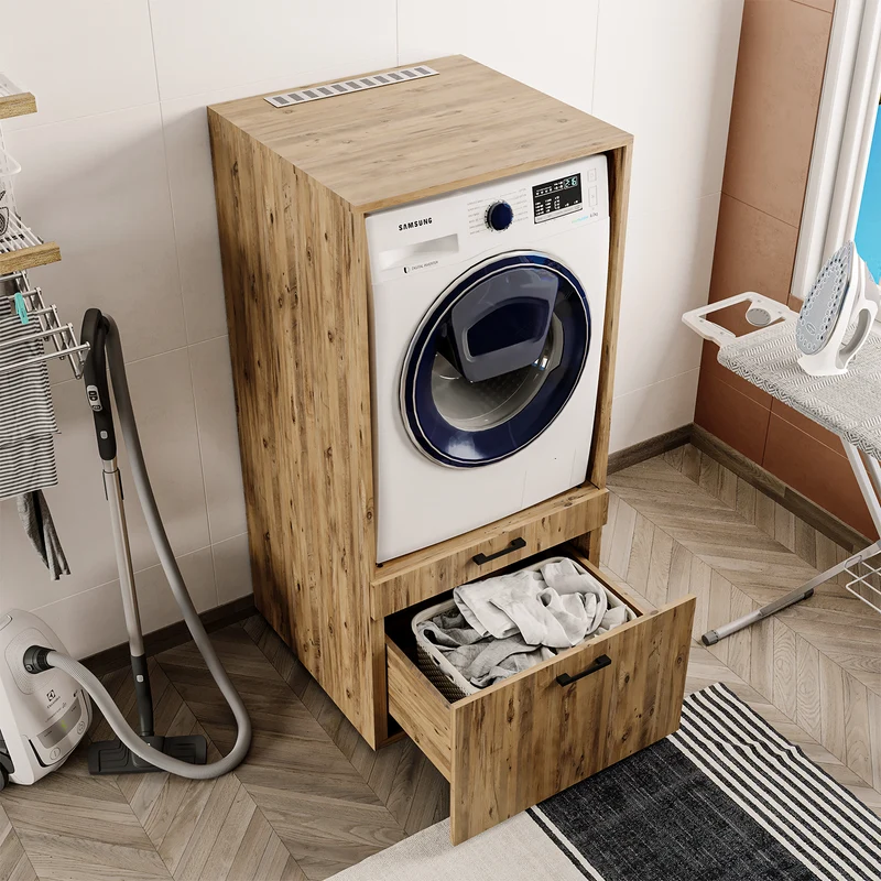 Roomart Waschmaschinenschrank SERIE 2, 67 cm, mit Ausziehbrett und Schublade, in 3 Farben